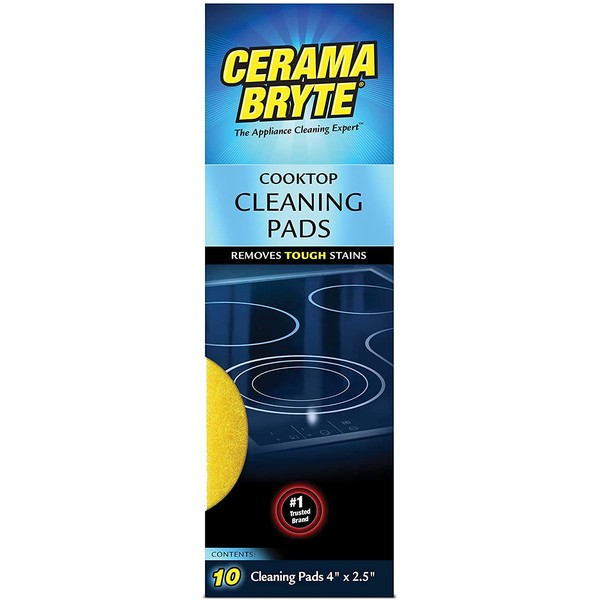 Cerama Bryte Glass-Ceramic Cooktop Cleaning Pads for Stubborn Stains, 10 Count