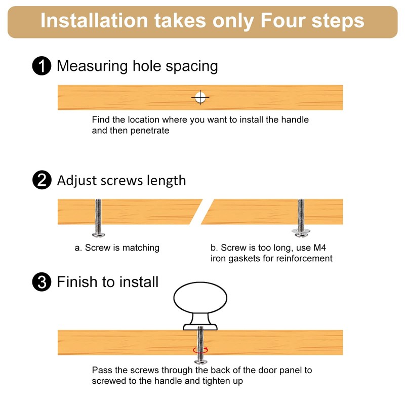 WEAVERBIRD 4 Pieces Round Cabinet Knobs Brushed Gold, Kitchen Cabinet