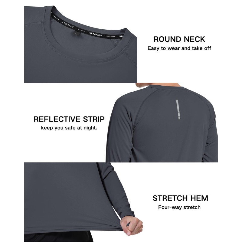 Rashguard Shirts for Men Long Sleeve UPF 50+ Sun Protection