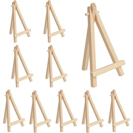 KBNIAN Pack of 10 Mini Wooden Easel Triangle Easel Picture Frame Display Wooden Easel Triangle Foldable Wooden Easel for Table Decoration Painting Crafts Photo Album Wedding Decoration (15 x 8 x 1.7