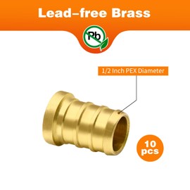 10pcs 1/2" PEX Barb Plug End Cap, Brass PEX Barb Plug End Cap Pipe Fitting (1/2", 10pcs)