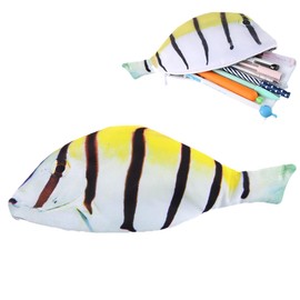 ZEPIQOR 1 x Fish Shaped Pencil Case Novelty Fish Pencil Case Fish Purse Funny Pencil Case with Padded Thick Foam Lining for School Classroom