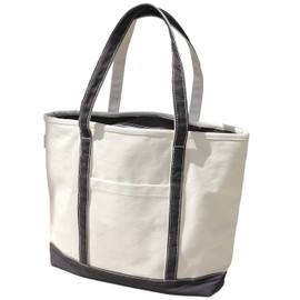 Trust Map Canvas Tote Bag, Large Capacity, A3 Zipper, Freestanding, Retains Shape, 16 oz Canvas, NV Navy