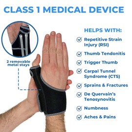 Kedley Thumb Splint & Wrist Support| Neoprene Thumb Wrist Support for Right Hand & Left Hand| Relieves De Quervains Tenosynovitis Splint, Arthritis Aids, Repetitive Strain Injury & Tendonitis – Black