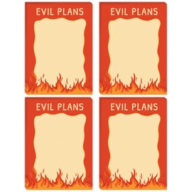 QIMGIC Evil Plans Funny Notepads - 4pcs Cute Sticky Notes Pads, Fun Humorous Note Memo Pads 7.1” x 5.1” for Coworkers Worker Students Teacher Appreciation Gift Office Supplies (50 Sheets Per)