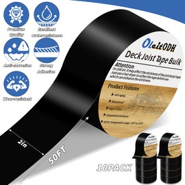 10 Rolls Joist Tape Decks Bulk Butyl Flashing Tape for Decks, Butyl Joist Tape for decking 2 Inch x 50' Weatherproof Butyl Sealant Deck Tape Joist-Beam Deck Joist Tape for Wood Joists Decks Roof