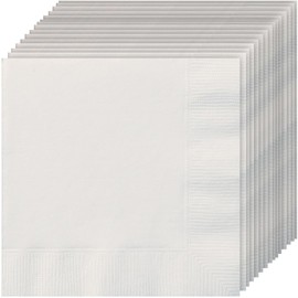 Bright White Solid Beverage Paper Napkins - 5"x5" (20 Count) - Vibrant Color & Premium Quality Napkins For Unforgettable Events & Parties
