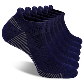 Men's Breathable Cotton Athletic Ankle Socks Moisture Wicking Low Cut Running Cushioned Tab Sports Short Thick Socks 6 Pairs