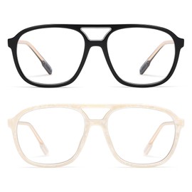 AMOMOMA Retro Blue Light Aviator Reading Glasses for Women Men,Vintage Square Computer Reader Frame 2.0 1.5 AM6112 C1+C5 2.5X