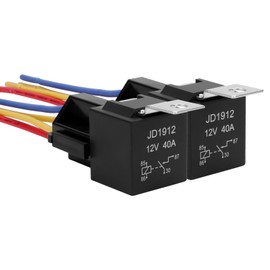 Weasch 2 Pack JD1912 Car Relay, 12V 40A, SPST 4Pin, 40A Automotive Relay, Automotive Switches and Starters, with Interlocking Relay Socket and Wiring Harness (2)