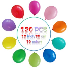 Lumjoy 30cm/12inch 120pcs Rainbow Balloons Mixed Assorted colors Decorative Latex Helium Party Balloons for Birthday Baby Shower Wedding Engagement Graduation Festival Arch Garland Decorations