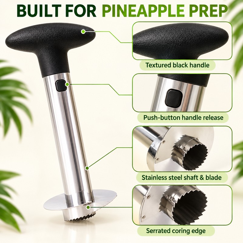 1PCS Stainless Steel Pineapple Slicer Peeler - Kitchen Fruit Tools