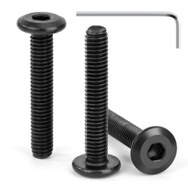 Tunejoy Flat Head Screws Black M6 x 35 mm Flat Head Screws Stainless Steel A2 V2A Furniture Screws Hexagon Socket Full Thread with Allen Key Pack of 30