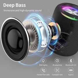 oraolo Portable Bluetooth Speaker, BT5.3 Portable Speaker with RGB Lights, IPX6 Waterproof, 8H Playtime Supports TF, USB, Speakers Wireless Bluetooth for Home, Cycling, Outdoor, Party