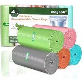 Magesh Small Trash Bags Biodegradable, Magesh 4 1 Count (Pack of 150), Clourful