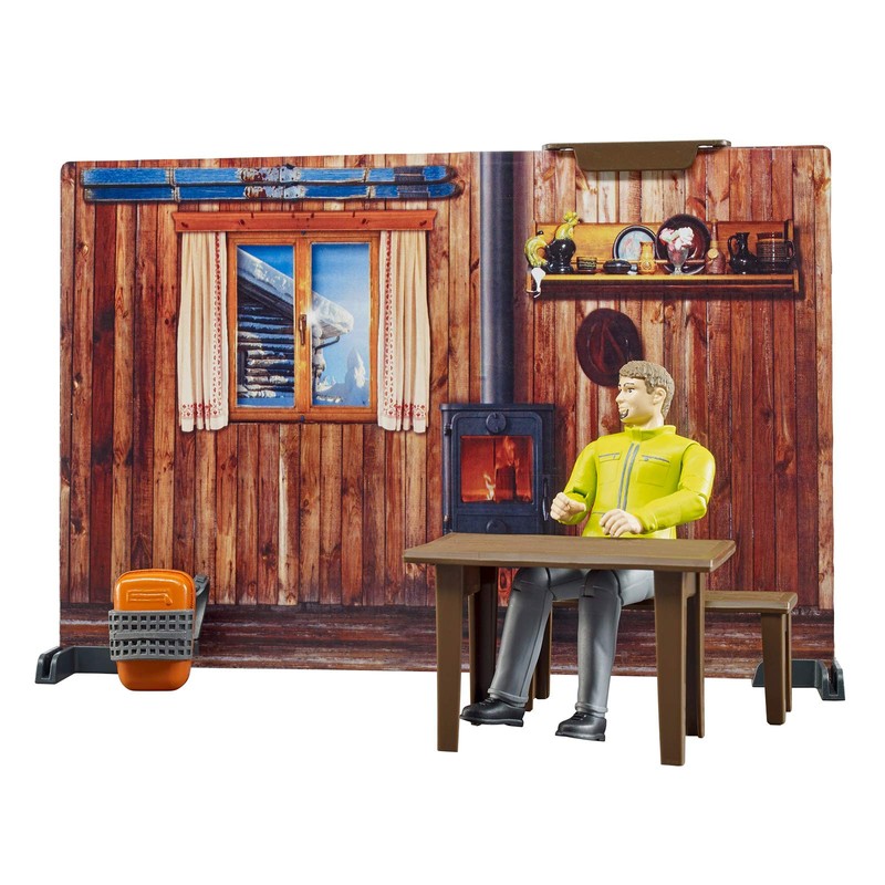 bruder 63102 Bworld Mountain Hut with Snowmobile & Figure 1:16