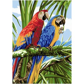 DIY 5D Diamond Painting by Numbers Set, Square Diamond Colourful Parrots Square Diamond Painting Full Crystal Rhinestone Embroidery Cross Stitch Art Craft Canvas Wall Decoration 30 x 40 cm