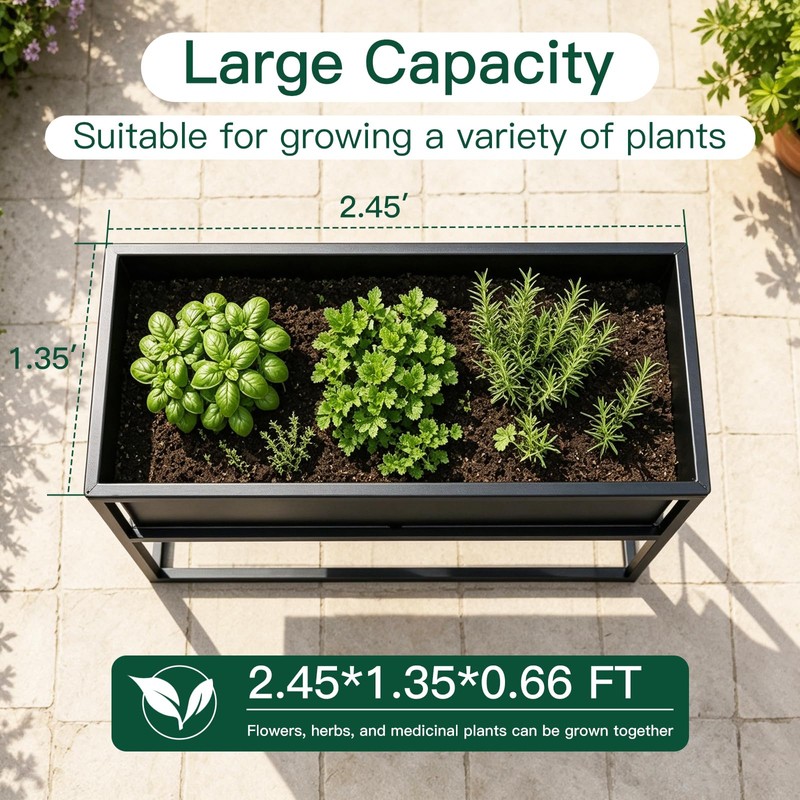 Small Raised Garden Bed with Legs Large Planters 2.45×1.35×0.66ft
