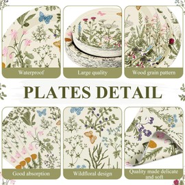 Ziliny 250 Pcs Floral Disposable Tableware Set Wildflower Disposable Paper Plates Vintage Floral Napkins and Cups for Wedding Tea Party Decoration Bridal Shower Baby Shower (Vintage Style)