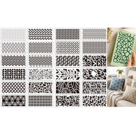 24Pcs Dot Line Pattern Stencils (8x4 Inches) – Reusable PET Texture Templates for DIY Baking, Cookies, Crafts, Wall Art, Canvas, Fabric & Card Decor