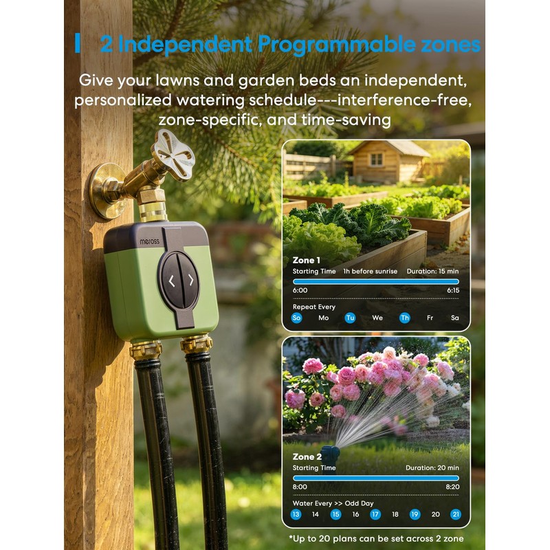 meross WiFi Water Timer for Garden, Hose Timer with Brass