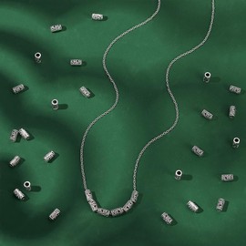 UNICRAFTALE About 200Pcs Tibetan Column Beads Antique Silver Column Tube Loose Beads Large Hole European Beads Metal Spacer Beads for Bracelet Necklace Jewelry Making Accessory