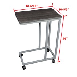 The Austin C Table/End Table/Laptop Stand, Zebra Wood Finish Laminate Top/Silver Base with Casters