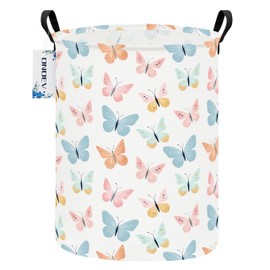 ONOEV Round waterproof laundry basket,laundry Hampers with handle,gift basket,suitable for children's room and toy storage (Colorful butterfly)