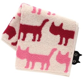 Blooming Atsuko Matano 000949-0004-01 Towel Handkerchief, Silhouette Cat (Pink), Women's, Hand Towel, Approx. 9.8 inches (25 cm), multicolor, Approx. 25 x 25 cm