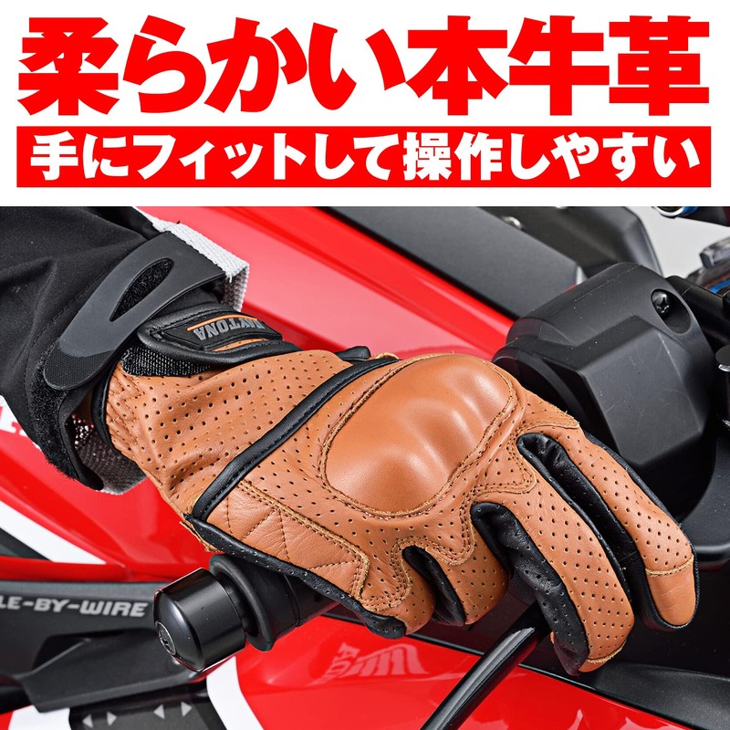 Daytona HBG-130 18917 Motorcycle Gloves, Genuine Leather, Cowhide Leather, Spring,