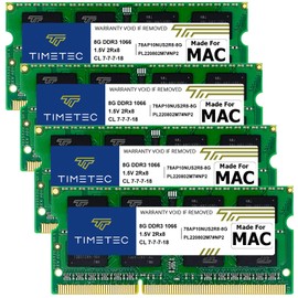 Timetec 32GB Kit(4x8GB) Compatible con Apple DDR3 1067MHz / 1066MHz PC3-8500 CL7 Dual Rank para iMac (Finales de 2009 27 Pulgadas) 204 Pines Dual Rank SODIMM Mac Memoria RAM Módulo para iMac 11,1