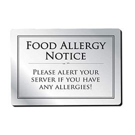 Food Allergy Sign Notice Allergen A5 Silver 210 x 148mm Bar Restaurant Catering