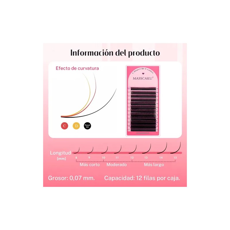 Extensiones De Pestañas Masscaku U 5d, U Shaped 5d W