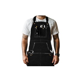 LEATHER VILLAGE Work Apron - Heavy Duty Woodworking Apron for Men with Tool Pockets for Woodworkers, Blacksmiths, Carpenters – Black Color (Size M to XXL)