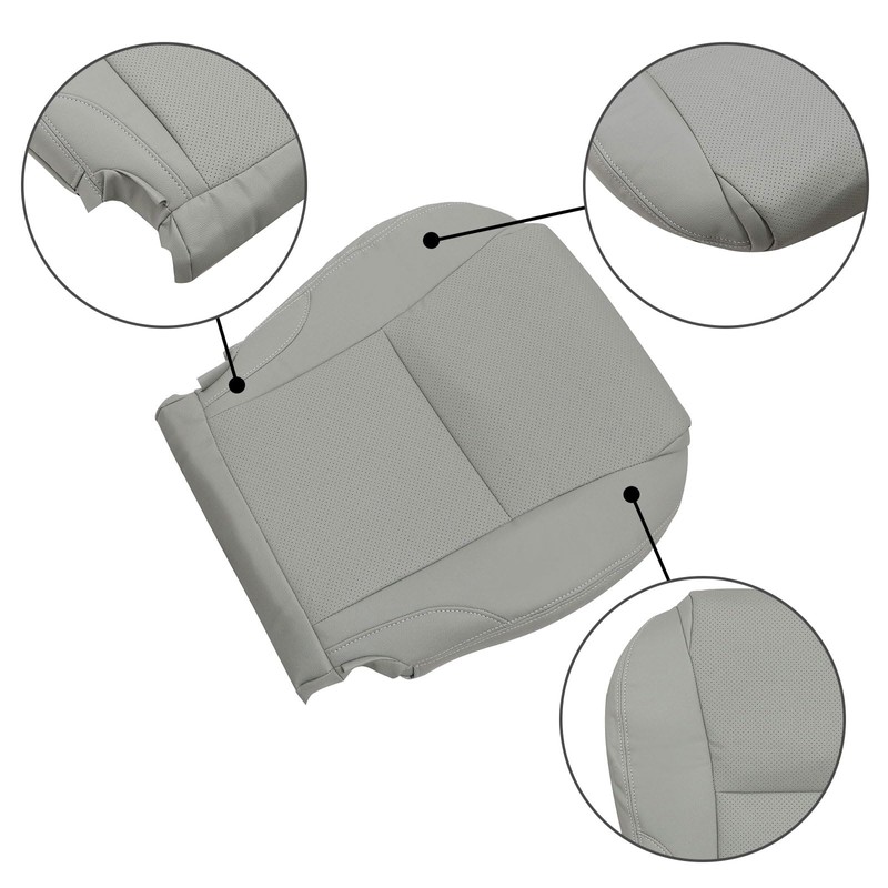 Priprilod Gray Perforated Leather Driver Side Bottom Seat Cover Compatible