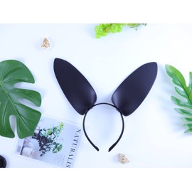 Bonnie Z. Leonardo PU Animal Ears Headbands Black Rabbit Ears Headband