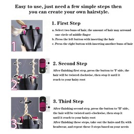 Zerodis Automatic Hair Braider, Electronic Hair Curling Irons Roller with USB Cable Portable Rotating Quick Machine Braiding Styling Tool for Home Travel