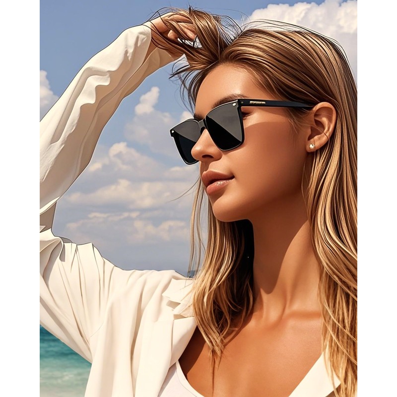 HAUMAUH Sunglasses Womens mens | Classic Square Frames | Beach