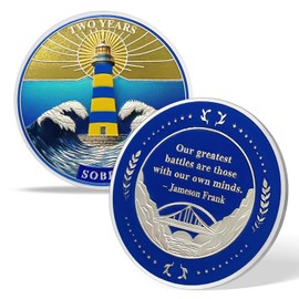 deDecoml Sobriety Recovery Challenge Coin with Motivational Quote (2 Years)