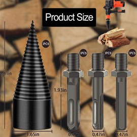 4 Piece Set Firewood Drill Bits Wood Splitter Wood Splitter Heavy Duty Drill Electric Screwdriver (42mm)