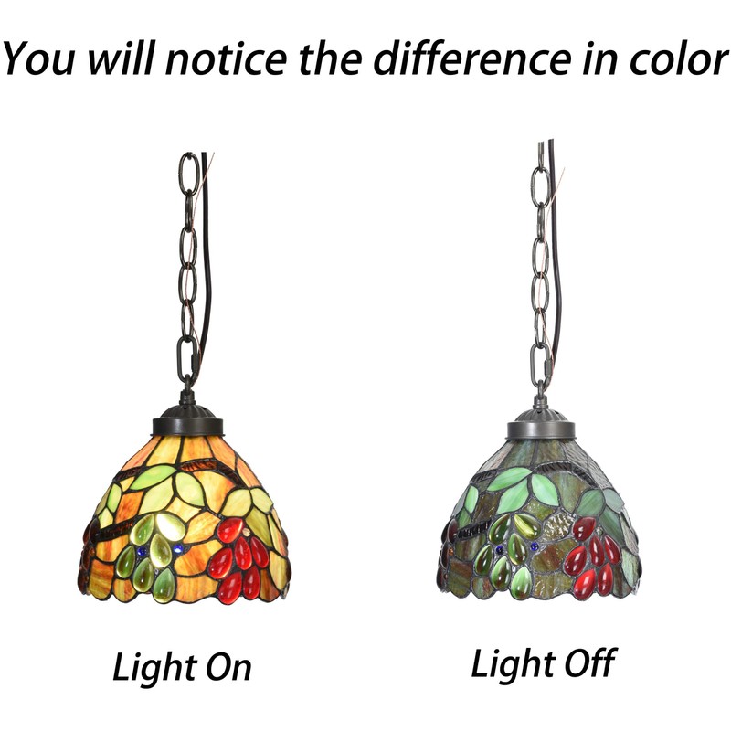 Bieye L10761 Grape Tiffany Style Stained Glass Ceiling Pendant Light