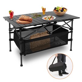 iMounTEK Folding Camping Table with Storage Bag Portable Lightweight Aluminum Roll-up Picnic BBQ Desk with Carrying Bag Heavy Duty Outdoor Beach Backyard Party Patio