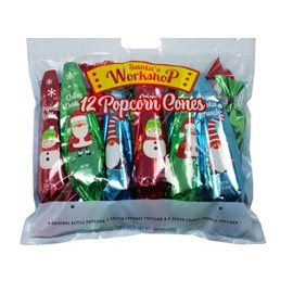 Christmas Treat Popcorn Stocking Stuffers Cones Gift- Flavors includes l Sugar Cookie Crunch, Kettle, and Salted Carmel - 12 pk.