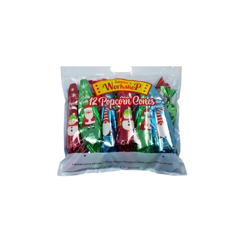 Christmas Treat Popcorn Stocking Stuffers Cones Gift- Flavors includes l