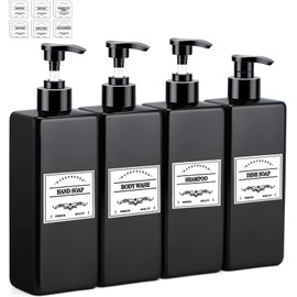 4PCS Dispensador De Jabón 500 Ml,Envase Botella de Plástico Vacías Dispensador de Jabón Reutilizable con Bomba para Loción,Champú,Gel de Ducha, Cuidad