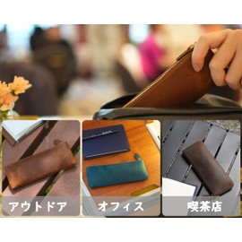 Pen Case, Genuine Leather, Lightweight, Business Pencil Case, Slim, Simple, Stylish, Leather, blue, Business