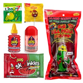 Tiktok Chamoy Pickle Kit with Candy, Includes Skwinkles Salsagheti, Lucas Gusano, & Much More by Ma Lit Candy (1 Big Tex Chamoy Pickle Kit)