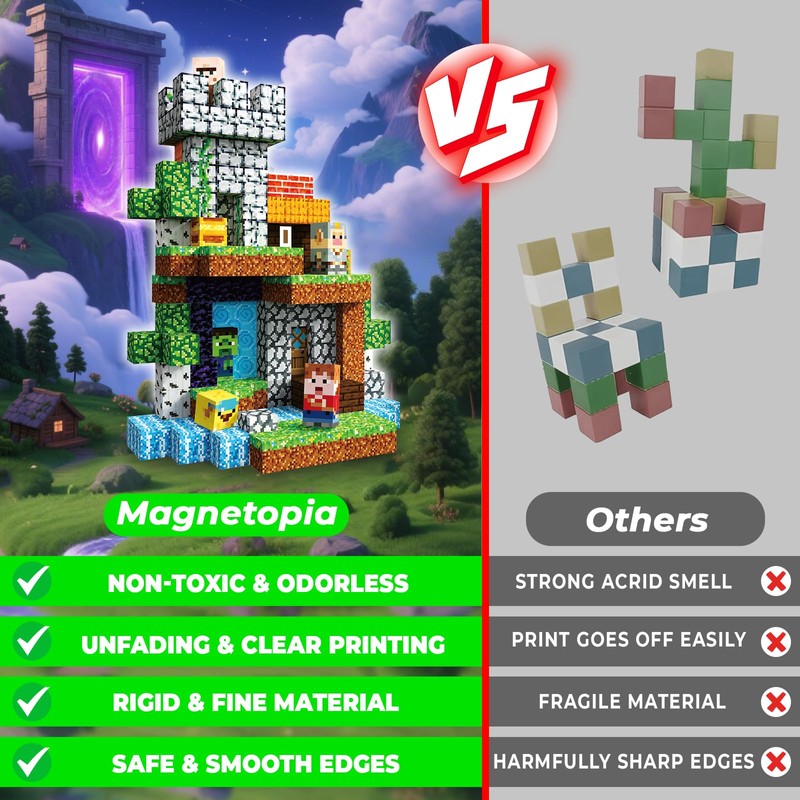 Magnetopia Magnetic Blocks 200 Pieces Build Forest Adventure, Cute Fun