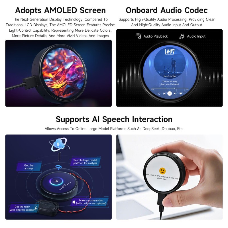 Waveshare ESP32-S3 1.75 inch AMOLED Round Touch Display Development Board