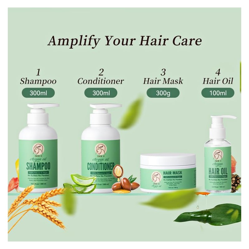 ZAID II Natural Argan Oil - 4 Step Hair Care
